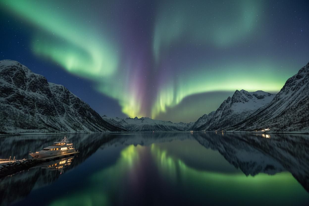 The aurora over the Nordic night
