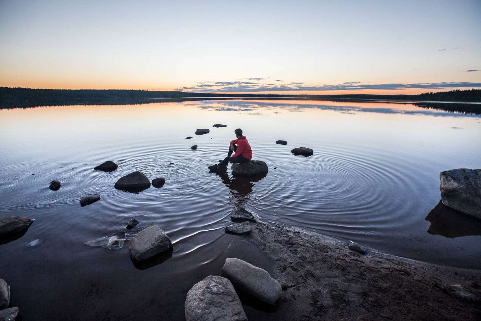 Lake Saimaa at dusk in the Finnish Lakeland