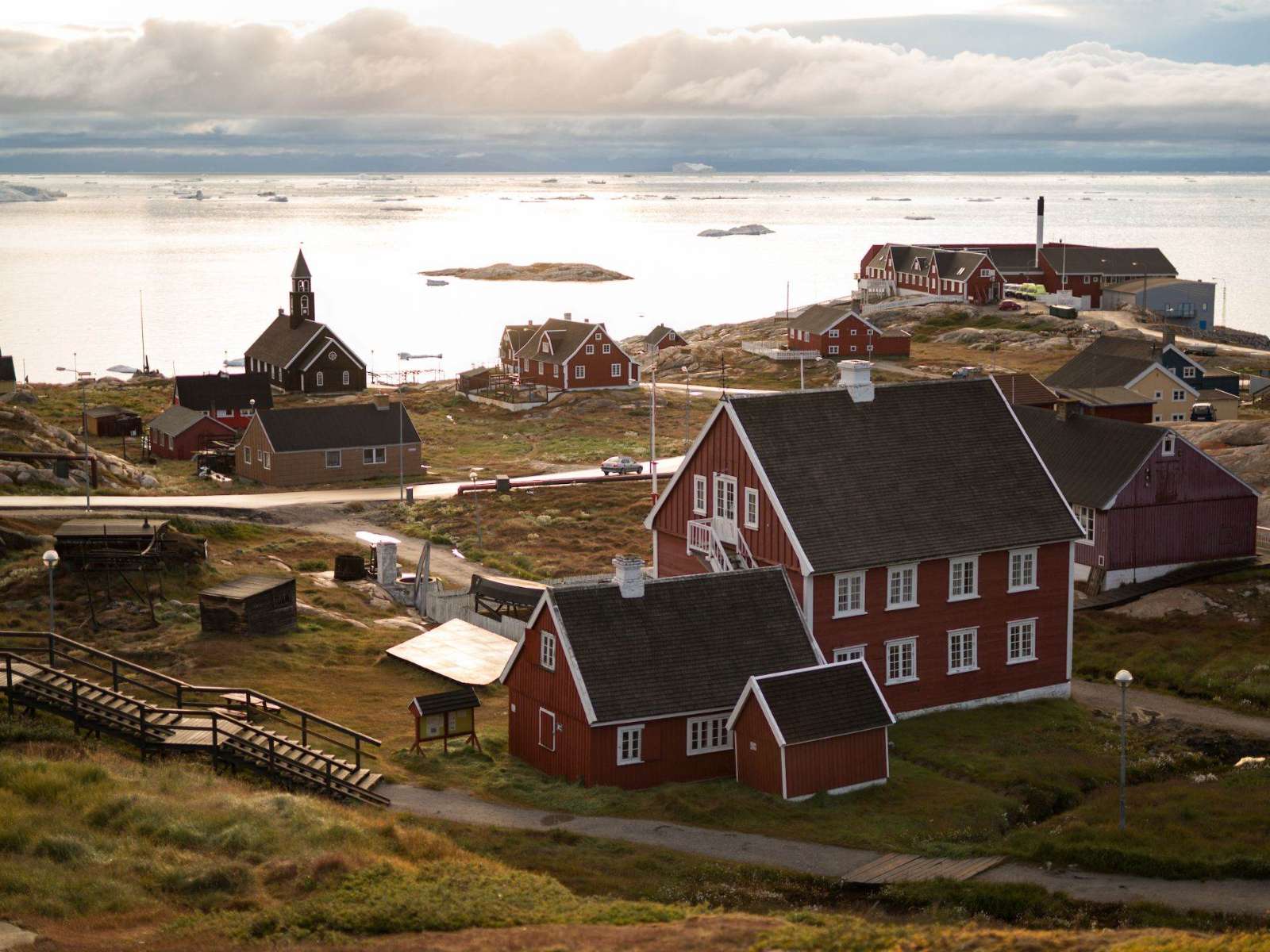 Sunset over the icefjord at Ilulissat, Greenland