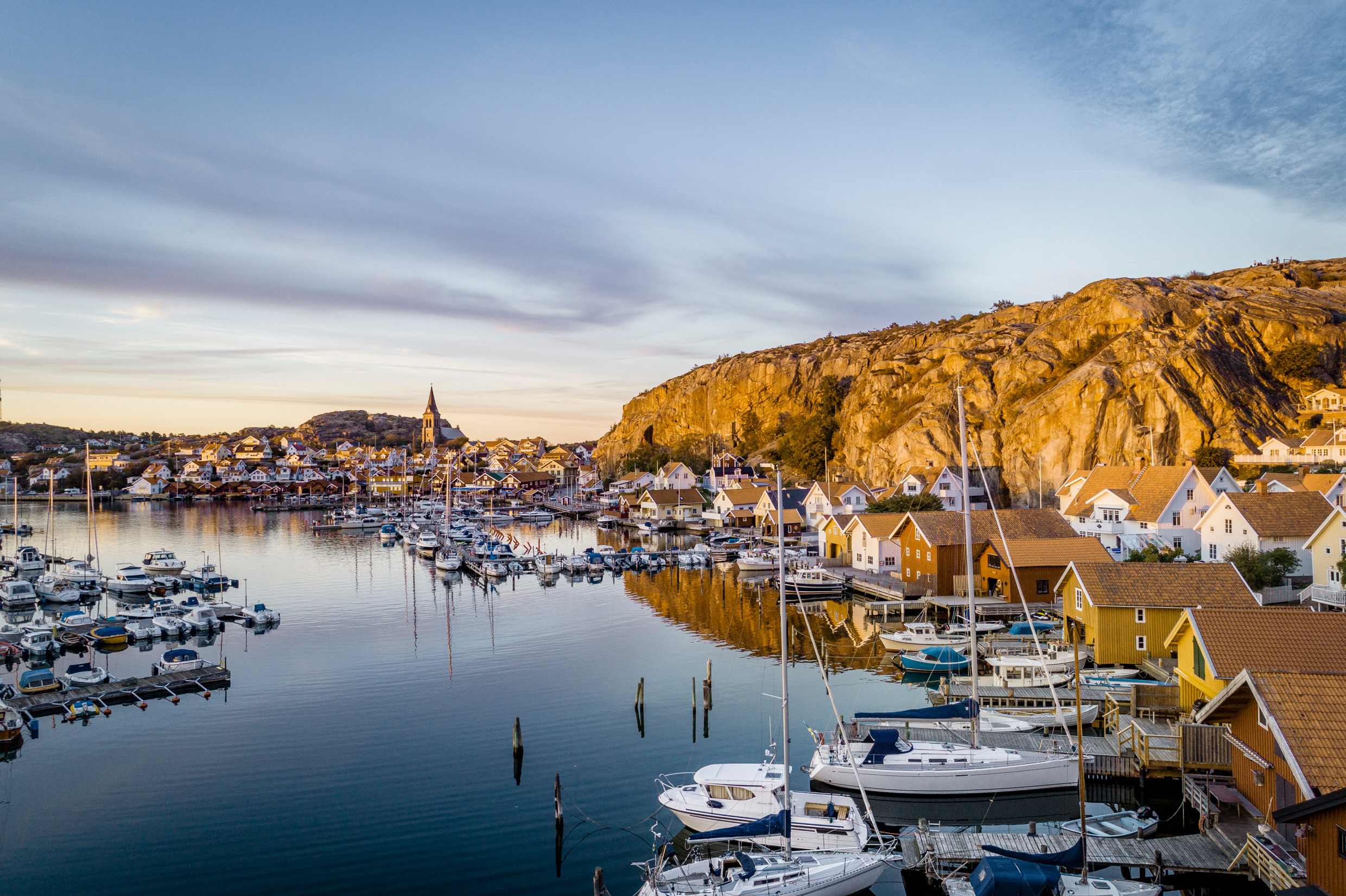 Boats moored in the harbour at Fjällbacka, Bohuslän, on the Swedish west coast
